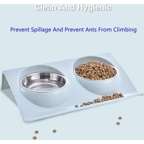 Pet supplies, double bowl stainless steel dog food, double bowl multi-purpose combination