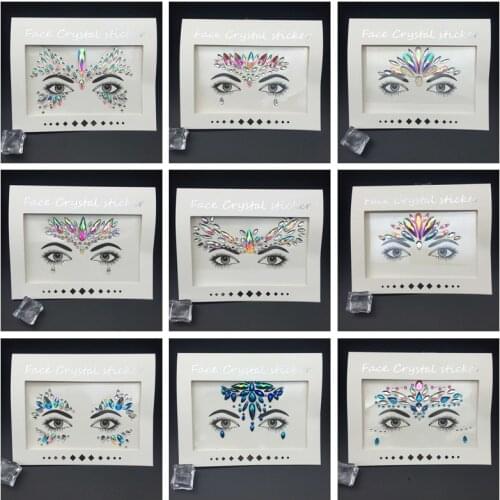 Face Temporary Tattoo Makeup Rhinestone Remove Art Eye Tattoo Fake Forehead Self Adhesive Sticker HandPicked Festival Party DIY