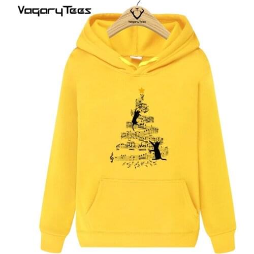Funny Musical notes with cat and birds Print Autumn Male Casual Hoodies Sweatshirt Mischief cats Making more music Vacuum sound