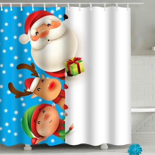 Custom Merry Christmas Santa Reindeer Bathroom Shower Curtain