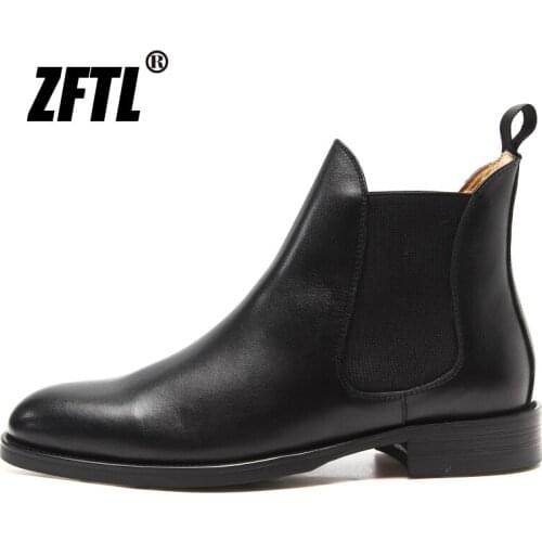 ZFTL Men Ankle boots Chelsea man boots male Business fashion man slip-on boots large size Genuine leather Knight mens boots