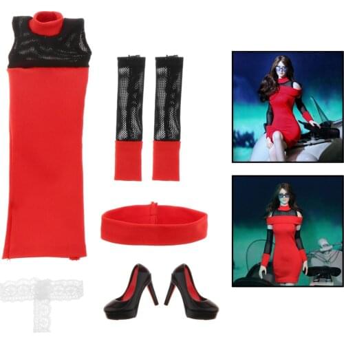 1/6 Scale Female Red Tight Short Dress for 12" PH Action Figure Body