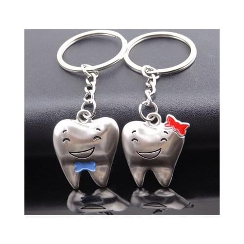 2PCS Teeth Shaped Dental Key Chain Key Ring For Dentist Dental Clininc Gift For Lover Valentines Day Gift