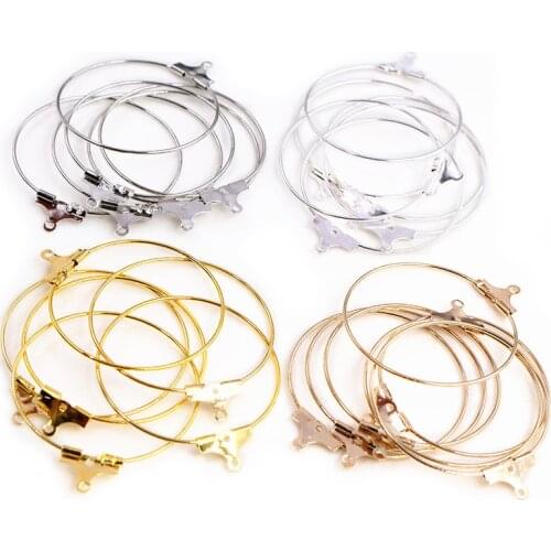 30pcs 20 25 30 35 40 45mm Hoops Earrings Big Circle Ear Wire Hoop Earrings Findings For DIY Jewelry Making Supplies Accessories