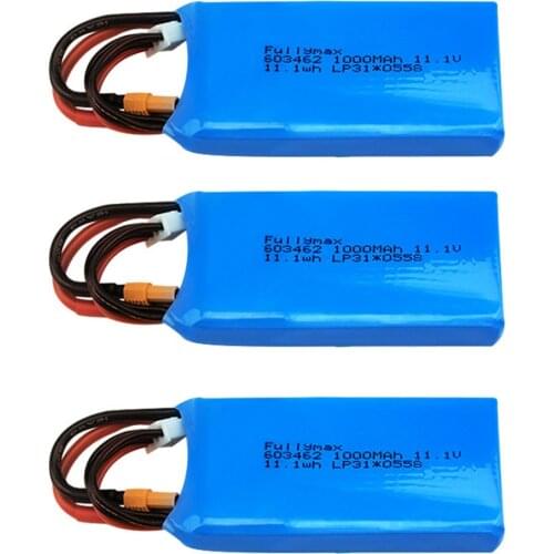 1-3PCS Lipo Battery 11.1V 1000mAh For XK X450 FPV RC Drone Spare Parts Accessory 11.1V replace Batteries with XT30 Plug for X450