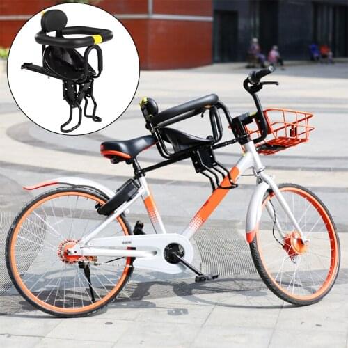 Safety Child Bicycle Seat Bike Front Baby Seat Kids Saddle Cushion with Foot Pedals Support Back Rest for MTB Road Bike Children