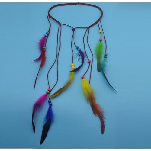 Bohemian Hippie Headband Dream Catcher Feather Headdress Fashion Colorful Peacock Feather Headbands Hair Accessories