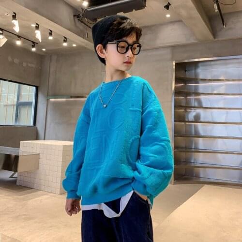 Children Spring Autumn Casual Sweatshirt Kids Boys 2021 Fashion Trend New Blue Pullover Clothing Teenager Sport Long Sleeve Tops