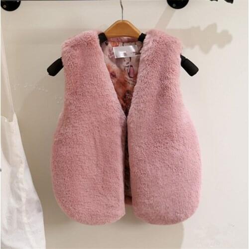 Baby Kids Faux Fur Vest Coat for Girls Boys Clothes 2021 New Childrens Warm Plus Velvet Thick Jacket Waistcoat