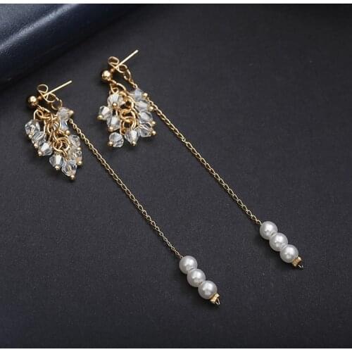 Elegant long earrings Korean personalized all-match Pearl tassel earrings trendy earrings Fashion earrings Womens jewelry