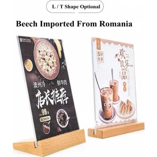 A6 Table Tent Wood Acrylic Menu Paper Sign Holder Stand Price Ticket Holder Poster Picture Photo Frame For Christmas Advertising