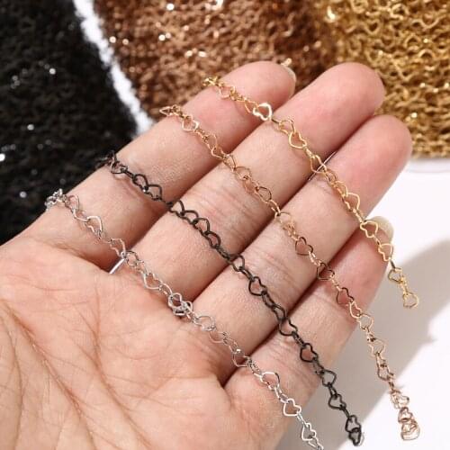 4mm Width Stainless Steel heart Rolo Cable Chains Findings Fit for Jewelry Making &DIY 4color