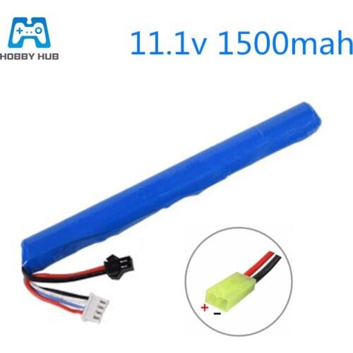 Hobby Hub 11.1V 1500MAH 30C Lipo battery for AKKU Mini Airsoft Gun Battery 3s 18650 RC model 40C Battery With Tamiya Plug