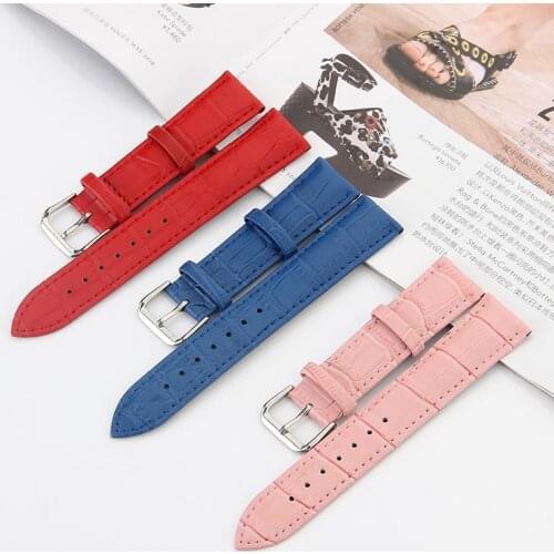 Leather Watches Band Strap 12-26mm 16mm 18mm 19mm 20mm 22mm Brown Pink White Green Black Blue Woman Man Watchbands Watch Belts