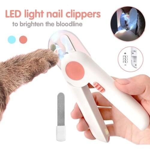 Pet Dog Nail Clipper with LED Light Stainless Steel Scissors Cat Nail Cutter Clippers Trimmer Grinder Professional Grooming Tool