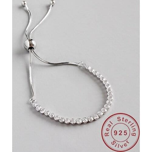 Minimalist AAAA cz tennis chain zircon bracelets Jewelry adjustable Snake chain charms silver 925 bracelet for women Party Gift femme