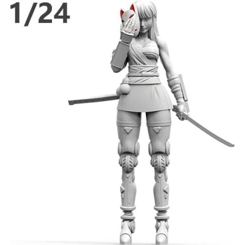 Resin Figure Model Kit Unassambled 1/24 modern woman warrior stand Unpainted collect Figure