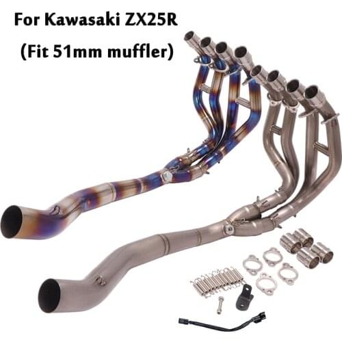 For Kawasaki ZX25R Motorcycle Modified Exhaust System Front Header Connecting Link Pipe Middle Section Titanium Alloy Slip On