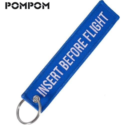 Fashion Insert Before Flight Keychain r Aviation Gifts for cars and motor Emboridery Keychain Insert key Tags keyrings llaveros