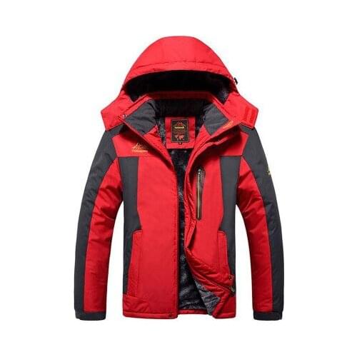 Mens Outdoor Windproof Waterproof Hooded Jacket Plus Winter Fleece Warm Coat