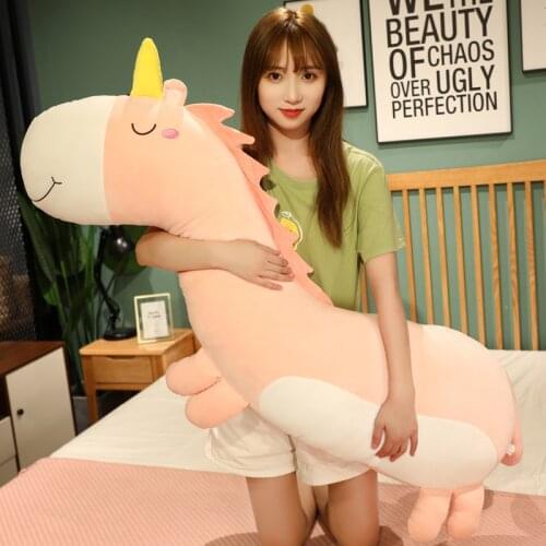 90/120/150CM Soft Long Pillow Cartoon Dinosaur Unicorn Giraffe Plush Cushion Lovely Stuffed Sleeping Dolls Embracable Animal Toy