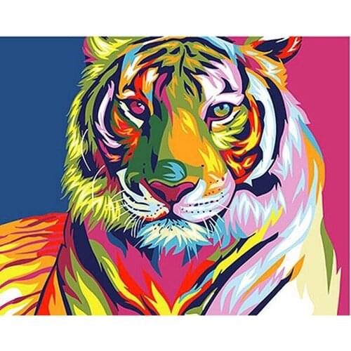 Color Tiger Head Paintings By Numbers DIY Pictures Oil Coloring By Numbers Set Gift Drawing By Numbers Canvas Decor New Arrivals