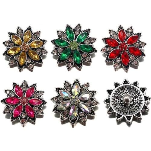 Wholesale w391 3D 18mm 25mm rhinestone metal snap button for Bracelet Necklace Interchangeable Jewelry Women accessorie findings