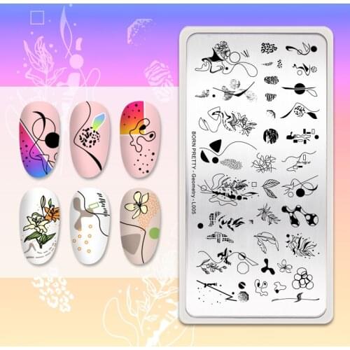 BORN PRETTY Geometry Nail Stamping Plates DIY Image Print Stencil Tool Nail Art Stamping Temlate Stainless Steel Nail Plates