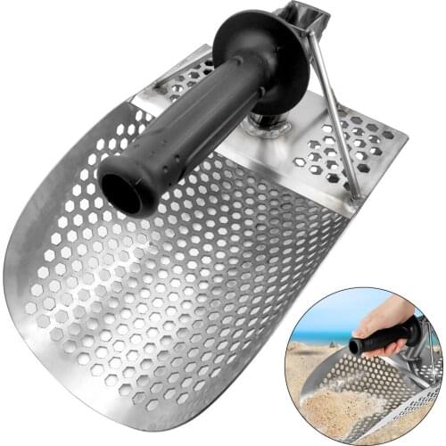 Sand Scoop for Metal Detecting Stainless Steel with Hexahedron 7Mm Holes for Beach Treasure Hunting Shovel Hunting Tool