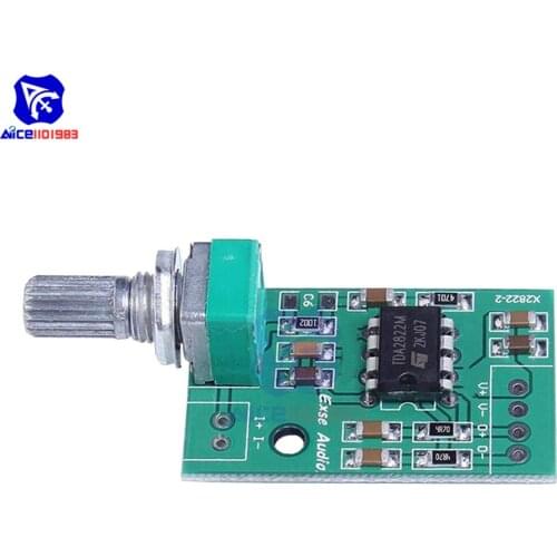 Diymore TDA2822M 2W Mini Audio Amplifier Board Module Volume Adjustable Single Power Audio Amplifier Module DC 3 -9V