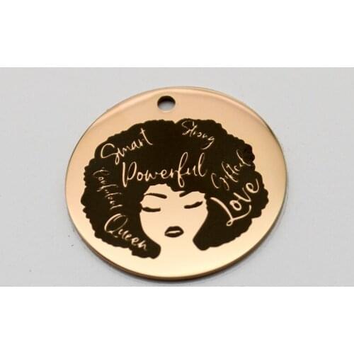20pcs African American Woman Charms Stainless Steel Pendant Afro Black Woman Charm DIY Handmade Accessories