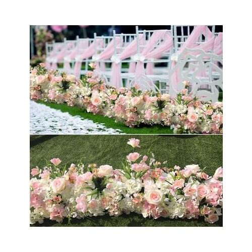 Pink Wedding Pavillion Flowers strips square canopy flower decoration Wedding Decoration 4M x 24cm flower runner aisle decor