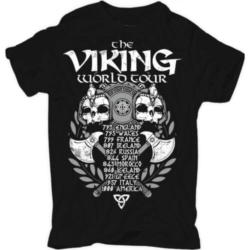 Viking World Tour Viking German Odin Thor Wal Halla Pagan Runest Shirts Fashion 2019 Crew Neck Men Short-Sleeve Casual Shirts