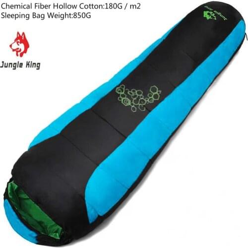 Jungle King Spring and Summer Filled Four-Hole Cotton Sleeping Bag Outdoor Hiking Camping Mummy Sleeping Bag 850G Three Colors