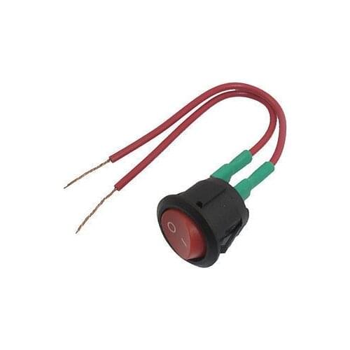 Free shipping!SPST 2 Position On/Off AC 6A/250V 10A/125V Round Rocker Switch w 2 Red Wire