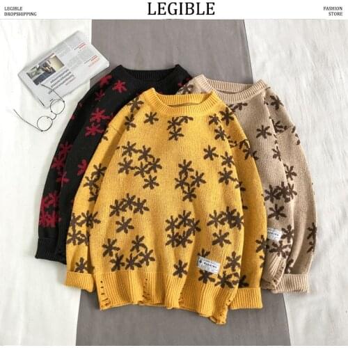 Loose Korean Mens Sweaters Autumn Winter Oversized Knitted Pullovers Men Warm Casual Sweater Men