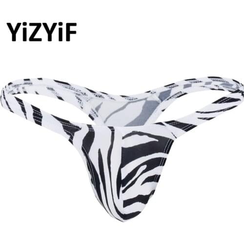 Sexy Gay Men bikini swimwear Panties Bulge Pouch Zebra String Homme T-Back Jockstraps Thong Underwear Slip Hommes swimsuit Men