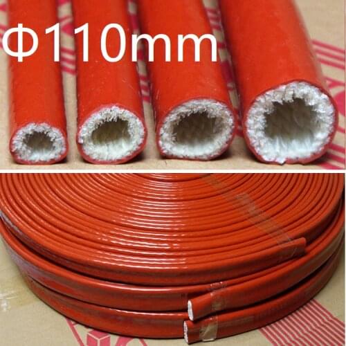 Thickening Fire Proof Tube ID 110mm Silicone Fiberglass Cable Sleeve High Temperature Oil Resistant Insulated Wire Protect Pipe