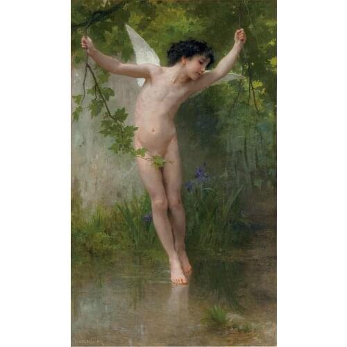 Handmade Oil painting reproduction Cupid Flying over Water by William Bouguereau