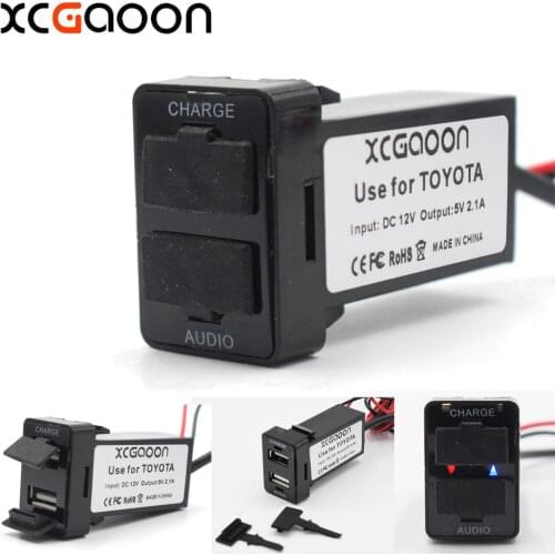 XCGaoon Special 5V 2.1A Car USB Interface Socket Charger Adapter & USB Audio Socket Use for TOYOTA Corolla Auris Avensis RAV4