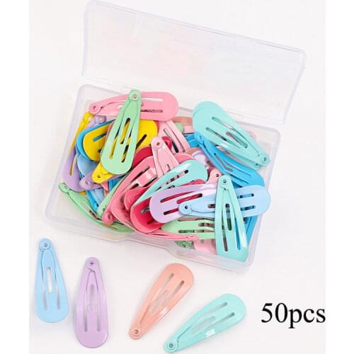 50Pcs/Box Mini Hair Clips Child Metal Hairgrip Solid Color Kids Snap Hairpins Baby Hair Barrettes Colorful Hair Accessories