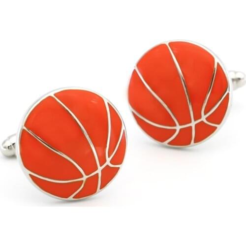 Mens Basketball Cuff Links Copper Material Orange Color