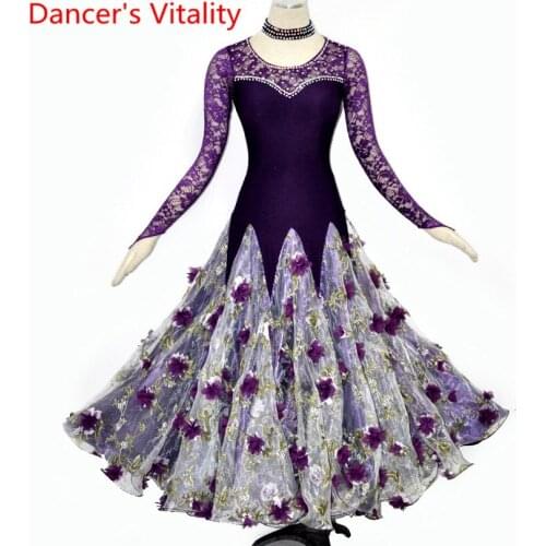The new female adult Waltz ballroom dance skirt Jumpsuit practice modern dance skirt dress skirt dance Jumpsuit practice