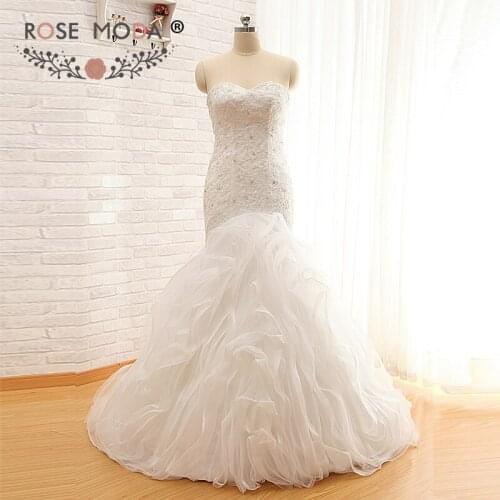 Rose Moda Trumpet Wedding Dress Crystal Lace Mermaid Wedding Dresses Real Photos