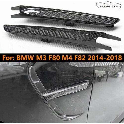 1 Pair M3 M4 Real Carbon Fiber Side Fender Cover for BMW M3 F80 M4 F82 2014-2018 Exterior Air Vent Trim Replacement Styling