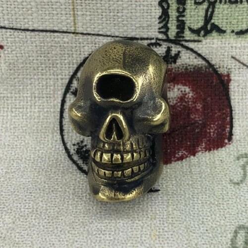 1PC Retro Brass Copper One-eyed Skull EDC Paracord Beads Knife Beads Umbrella Rope Cord Necklace Bracelet Lanyard Pendants