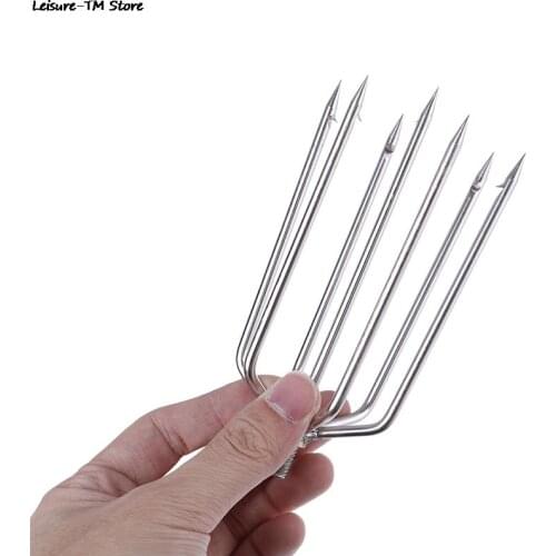 1Pcs Fishing Tools Stainless Steel Barbed 7/5 Prong Harpoon Fish Fork Fishing Ice Breaker Hook Accessory Tackle 5 Sizes