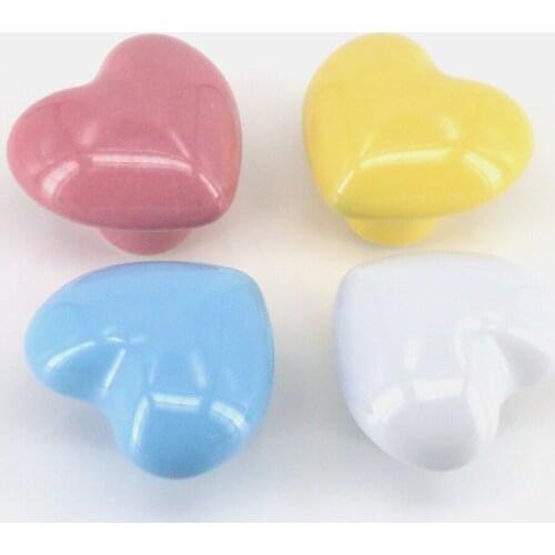 1x Single Hole Drawer Knobs Handles Ceramic Porcelain Heart Knobs Handles Kitchen Cabinet Dresser Drawer Pulls Knobs