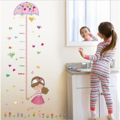 2019 New Height Measurement Wall Stickers Cartoon Cute Umbrella Wall Decals for Kids Baby Room Nursery Decoration