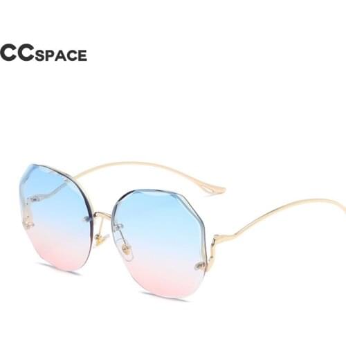 47454 Frameless Trim Gradient Women Sunglasses Personality Bent Legs Fashion Shades UV400 Vintage Glasses
